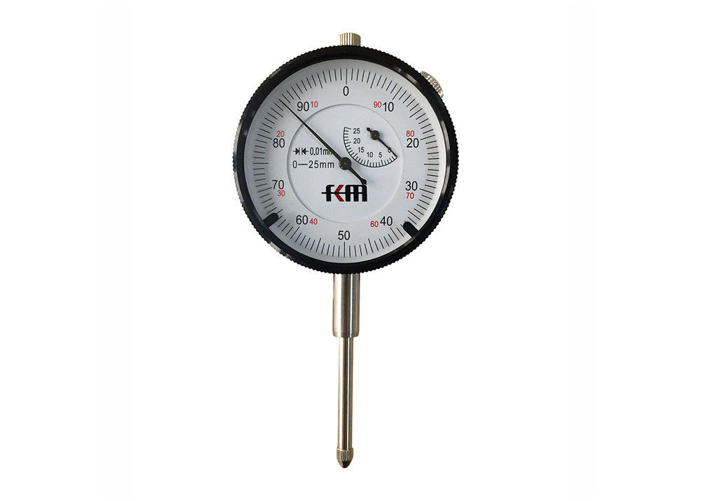 Long Travel Range Dial indicator 0-25mm Ragne, 0-01mm Graduation Interval, 0-100 Dial Reading, Back Plug for Mounting Purpose