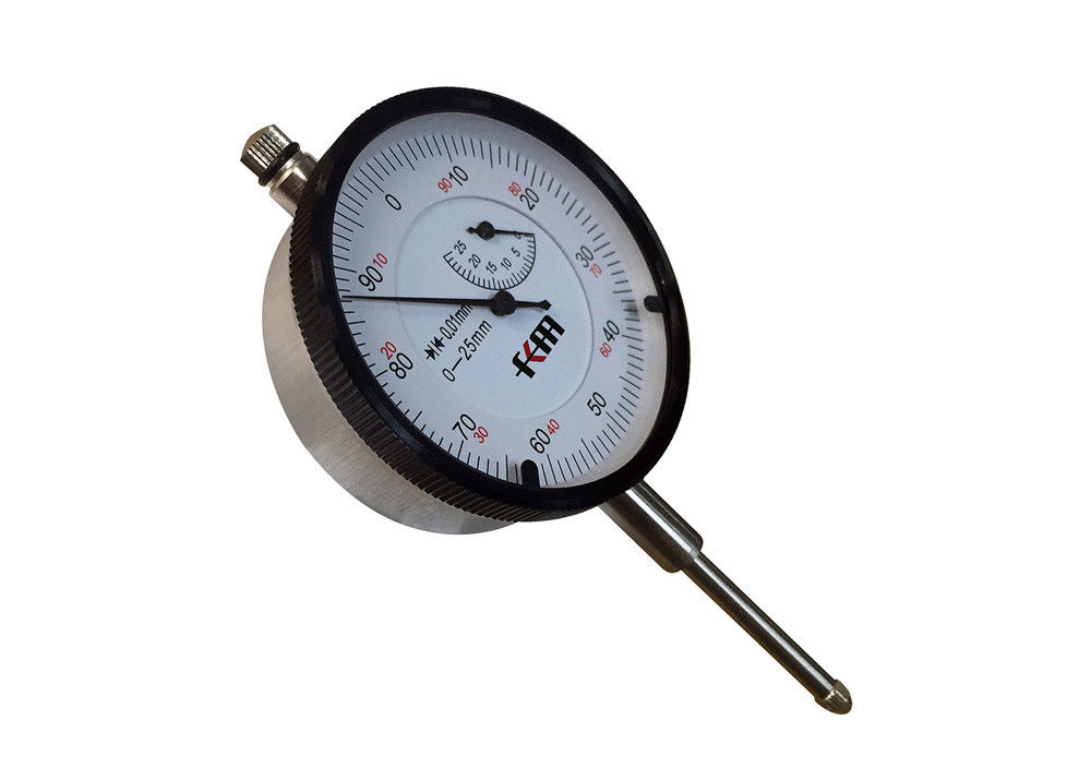 Long Travel Range Dial indicator 0-25mm Ragne, 0-01mm Graduation Interval, 0-100 Dial Reading, Back Plug for Mounting Purpose