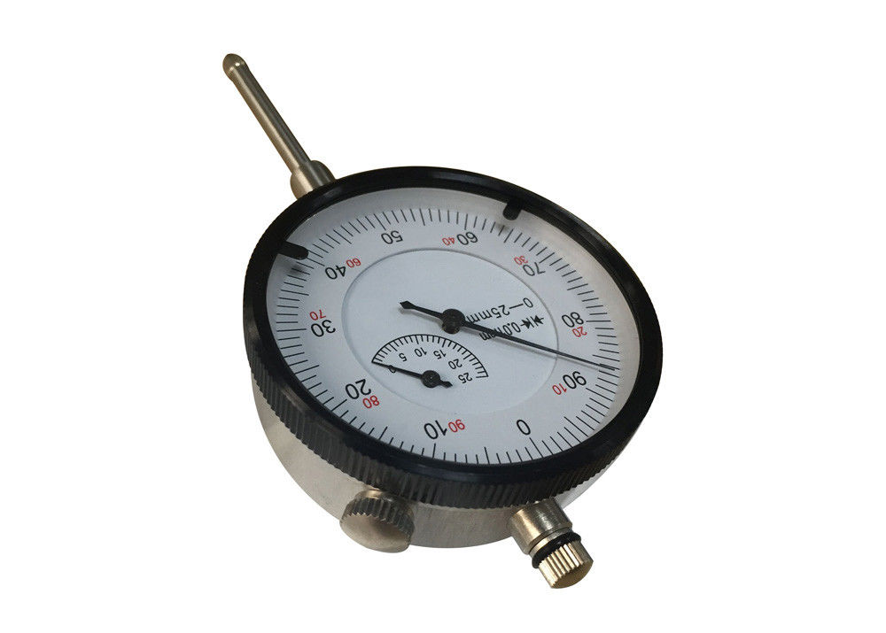 Long Travel Range Dial indicator 0-25mm Ragne, 0-01mm Graduation Interval, 0-100 Dial Reading, Back Plug for Mounting Purpose