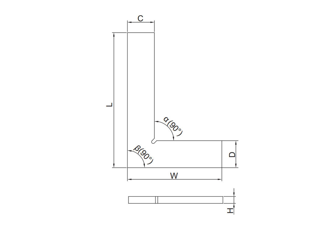 90 Degree Stainless Steel Flat Edge Square Measuring Tools With DIN 875 Grade 1