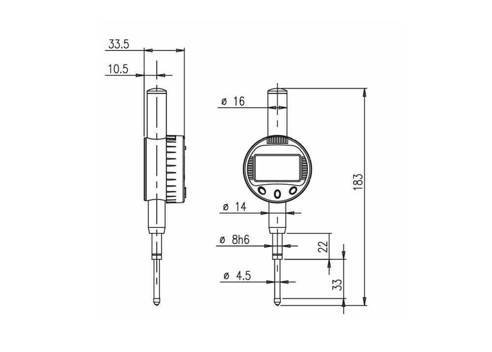 Digital Display Electronic Dial Indicator with Metric and Inch Measurement