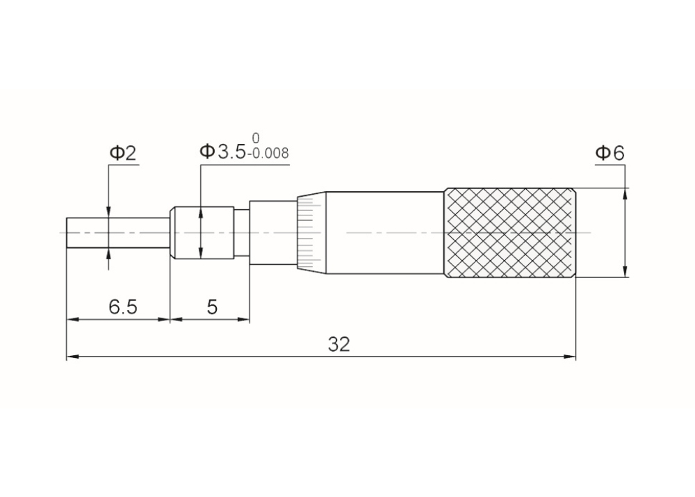Metric Micrometer Head 0-5mm Range 0.02mm Graduation ±0.005mm Accuracy Spherical Face