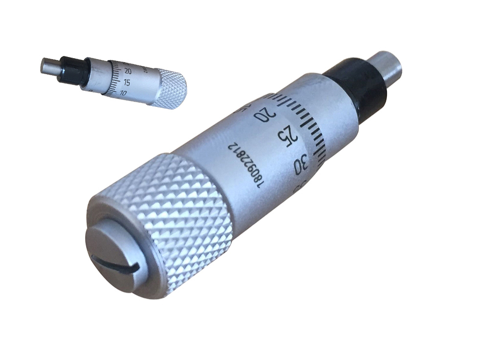 Micrometer Head 0-0.25" Range 0.001" Graduation ±0.0002" Accuracy Flat Face with Clamp Nut